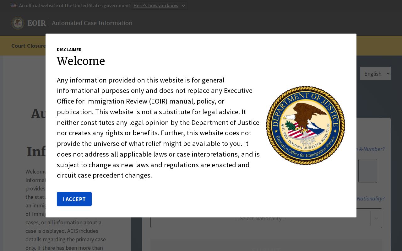 EOIR immigration court status after an ICE release from Hopkins County