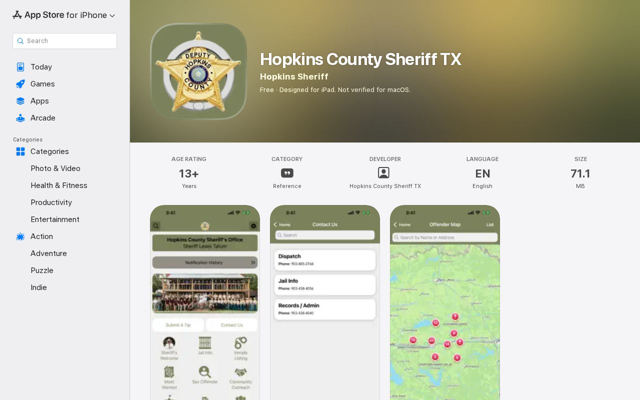 Official Hopkins County Sheriff TX app listing