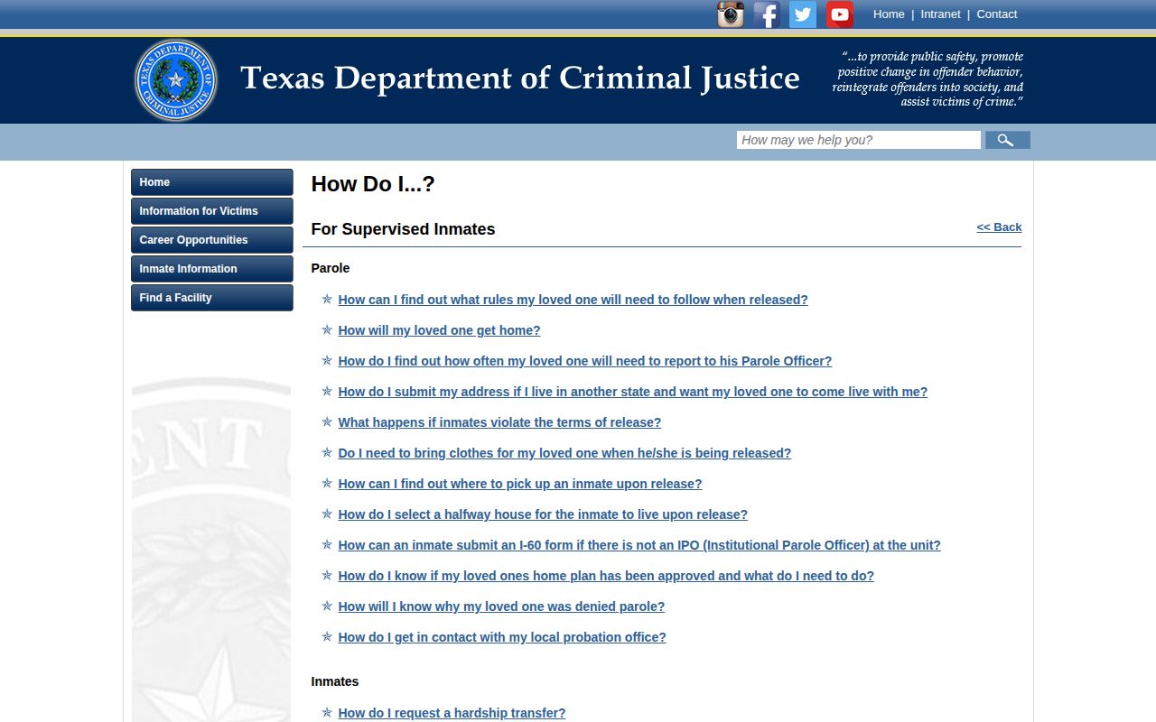 TDCJ release processing information for Hopkins County offenders